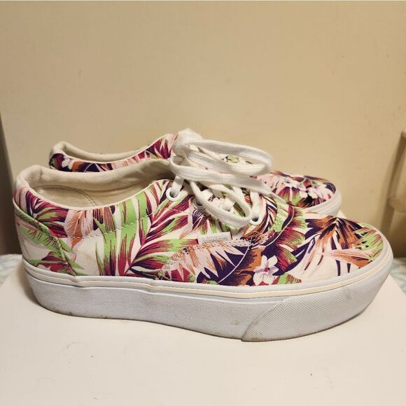 VANS Doheny Tropical Floral Platform Canvas Skate Sneakers Sz.7 Ret $135 #721356 - Picture 3 of 10